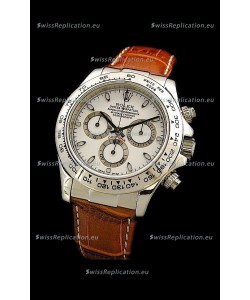 Rolex Daytona Cosmograph Swiss Replica Steel Watch in White Dial