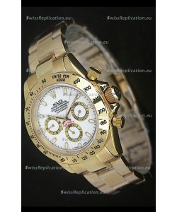 Rolex Daytona Japanese Replica Gold Watch in White Dial