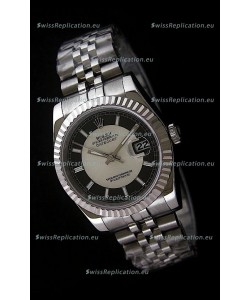 Rolex Datejust Mens Swiss Replica Watch in Black & White Dial