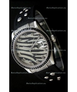 Rolex Datejust Mens Swiss Replica Leopard Watch in Diamand Markers