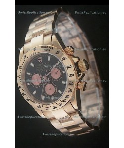 Rolex Daytona Cosmograph Swiss Replica Yellow Gold Watch in Black Dial