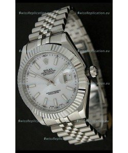 Rolex DateJust Swiss Replica Watch in Mop White Dial