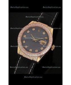 Rolex DateJust Swiss Mens Replica Yellow Gold Watch in Colorful Mother of Pearl Dial