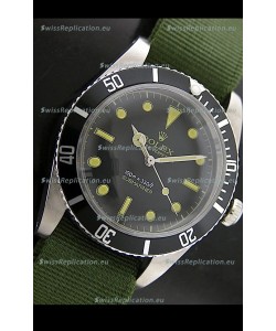 Rolex Submariner Swiss Replica Watch in Domed Crystal Green Nylon Strap