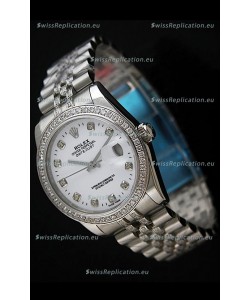 Rolex DateJust Swiss Mens Replica Silver Watch in Diamond Markers