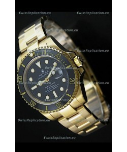 Rolex Submariner Swiss Gold Watch in Black Dial with Ceramic Bezel