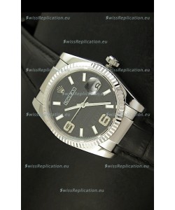 Rolex Replica Datejust Swiss Replica Watch - 37MM - Black Dial/Strap