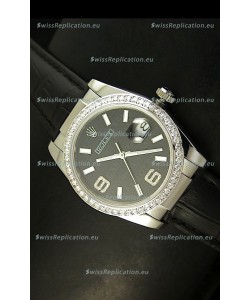 Rolex Replica Datejust Swiss Replica Watch - 37MM - Black Dial/Strap