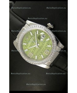 Rolex Replica Datejust Swiss Replica Watch - 37MM - Black Strap Green Dial