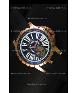 Roger Dubuis Excalibur Tourbillon Watch - Rose Gold Plating Black Dial