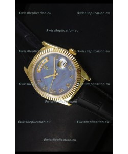 Rolex Day Date 36MM Yellow Gold Swiss Replica Watch - Blue MOP Dial