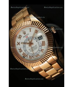 Rolex Sky-Dweller 18K Rose Gold Watch in White Dial Roman Numerals