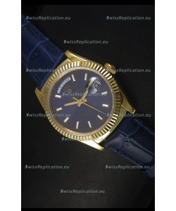 Rolex Day Date 36MM Yellow Gold Swiss Replica Watch - Dark Blue Dial