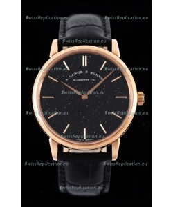 A.Lange & Sohne Saxonia Thin Swiss Replica Watch Rose Gold Case Black Dial