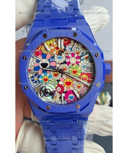 Audemars Piguet Super Clone Royal Oak Blue Ceramic Watch in Sun-Flower Dial 