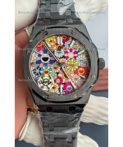 Audemars Piguet Super Clone Royal Oak Black Ceramic Watch in Sun-Flower Dial 