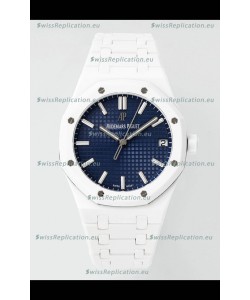 Audemars Piguet Royal Oak 15500 White Ceramic Super Clone Blue Dial Watch 