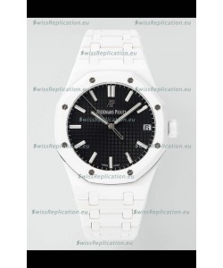 Audemars Piguet Royal Oak 15500 White Ceramic Super Clone Black Dial Watch 