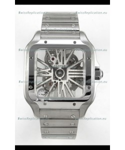 Santos De Cartier Super Clone Watch in Skeleton Dial Stainless Steel Case
