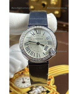 Ballon Blanc De Cartier Swiss Quartz Replica Watch in Steel Casing Fabric Strap