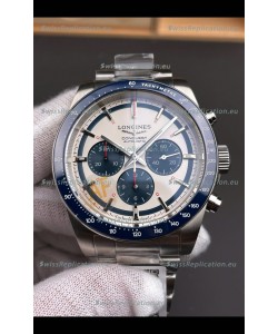 Longines Conquest Chronograph White Dial Automatic Watch in Steel Casing
