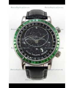 Patek Philippe Grand Complications 6102 Black Dial Green Diamonds Swiss Replica Watch 
