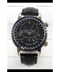 Patek Philippe Grand Complications 6102 Black Dial Blue Diamonds Swiss Replica Watch 