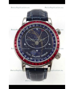 Patek Philippe Grand Complications 6102 Blue Dial Red Diamonds Swiss Replica Watch 