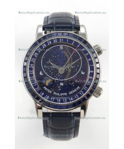 Patek Philippe Grand Complications 6102 Blue Dial Blue Diamonds Swiss Replica Watch 