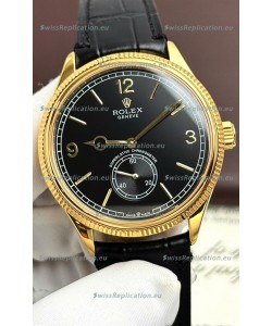Rolex 1908 Perpetual Swiss Movement Replica Watch in Rose Gold Casing Black Dial
