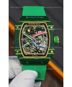 Richard Mille Super Clone RM67-02 Wayde Van Niekerk Green Carbon TPT 37 Grams Watch Green Strap
