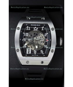 Richard Mille RM010 Stainless Steel Replica Watch in Black Strap