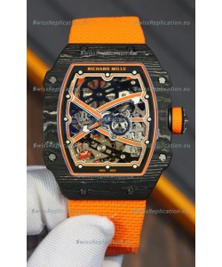 Richard Mille Super Clone RM67-02 Black Carbon TPT 37 Grams Watch Orange Strap