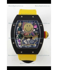 Richard Mille Super Clone RM088 Smiley Tourbillon Black Ceramic Velcro Strap Watch 