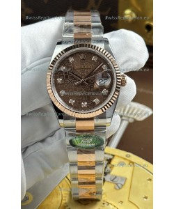 Rolex Datejust Super Clone Cal.3235 Brown Computer Dial 2 Tone Rose Gold Casing Watch 36MM