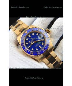 Rolex GMT Masters II Rose Gold Plating Japanese Replica Watch Blue Dial