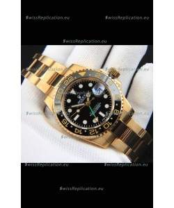 Rolex GMT Masters II Rose Gold Plating Japanese Replica Watch Black Dial