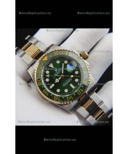 Rolex GMT Masters II 2 Tone Rose Gold Plating Japanese Replica Watch Green Dial