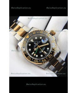 Rolex GMT Masters II 2 Tone Rose Gold Plating Japanese Replica Watch Black Dial