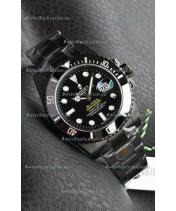 Rolex Submariner Blaken DLC Coated Swiss Replica Watch in Black Dial 