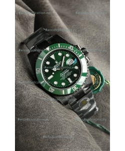 Rolex Submariner Blaken DLC Coated Swiss Replica Watch in Green Dial