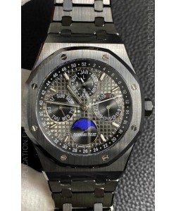 Audemars Piguet Royal Oak Perpetual Calendar Swiss Replica Black PVD Casing in Black Dial 