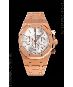 Audemars Piguet Royal Oak Chronograph White Dial Rose Gold on 904L Steel - 1:1 Mirror Replica