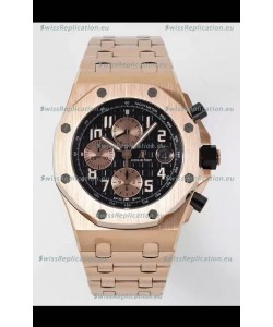 Audemars Piguet Royal Oak Offshore Black Dial Chronograph 1:1 Mirror Replica Watch - Rose Gold 