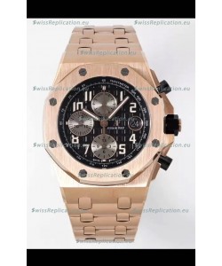 Audemars Piguet Royal Oak Offshore Black Dial Chronograph 1:1 Mirror Replica Watch - Rose Gold 