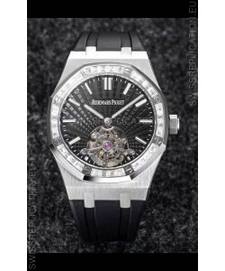 Audemars Piguet Royal Oak Tourbillon 41mm in 904L Casing - Grey Tapisserie Diamonds Bezel 1:1 Ultimate Replica