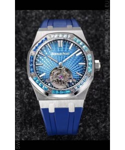 Audemars Piguet Royal Oak Tourbillon 41mm in 904L Casing - Blue Tapisserie Diamonds Bezel 1:1 Ultimate Replica