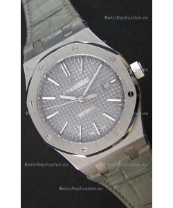 Audemars Piguet Royal Oak 41MM Grey Dial Leather Strap - 1:1 Mirror Ultimate Edition
