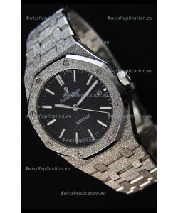 Audemars Piguet Royal Oak Frosted Self-Winding White Gold Black Dial 1:1 Mirror Replica Watch 