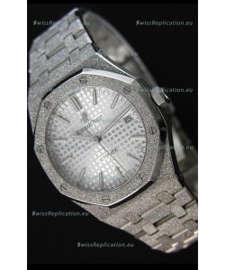 Audemars Piguet Royal Oak Frosted Self-Winding White Gold White Dial 1:1 Mirror Replica Watch 